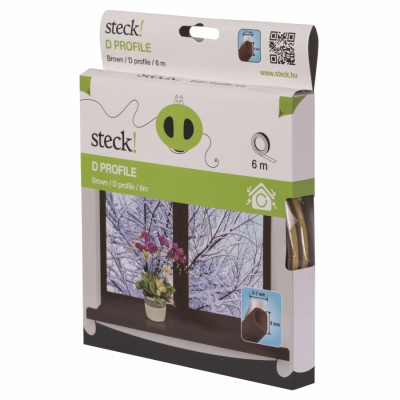 Ablaktömítő, D profil, BARNA, 6m