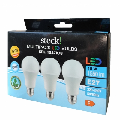 Multipack (3 db) LED fényforrás 15W, E27, természetes fehér